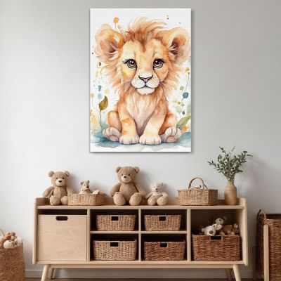 Picture For Newborn Bedroom Decoration Lion Cub With Sweet Look bana19 canvas print 