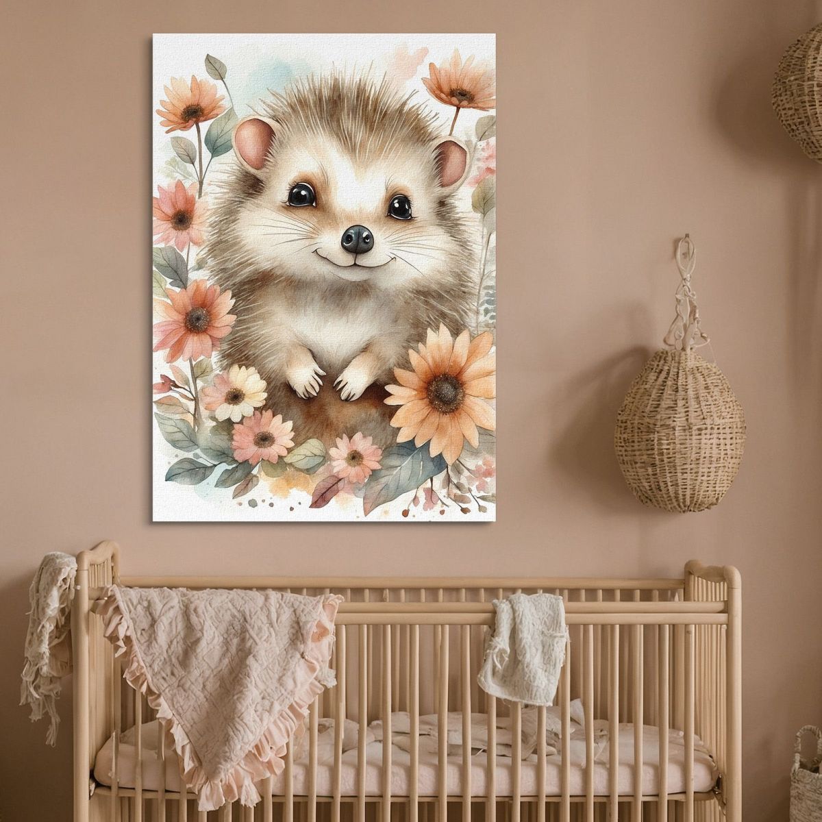 Painting For Children Bedroom Decor Hedgehog With Spring Flowers bana27 canvas print 