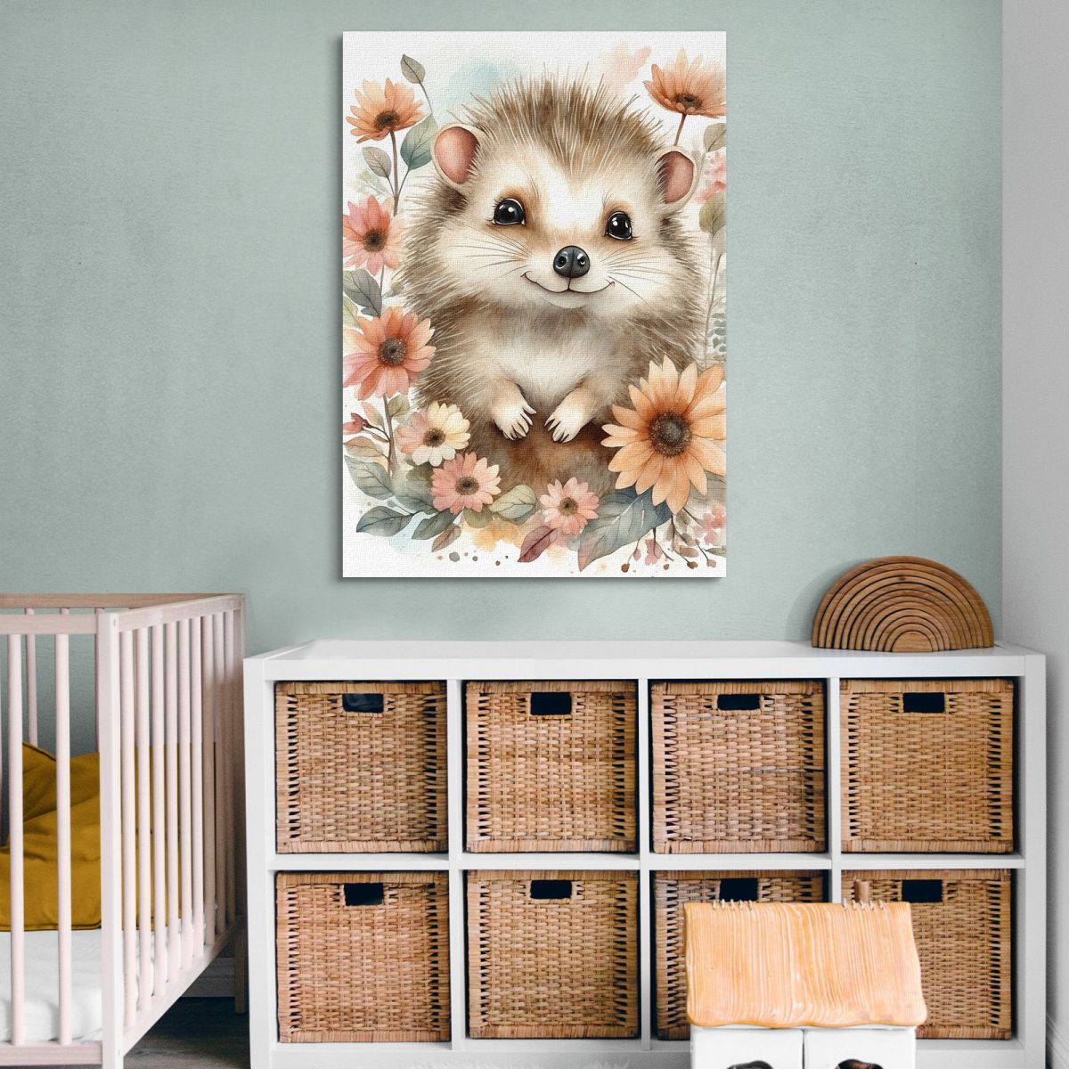 Painting For Children Bedroom Decor Hedgehog With Spring Flowers bana27 canvas print 