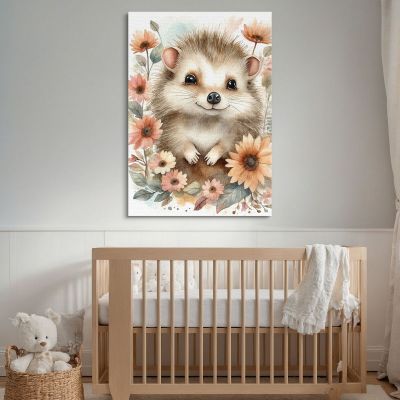 Painting For Children Bedroom Decor Hedgehog With Spring Flowers bana27 canvas print 