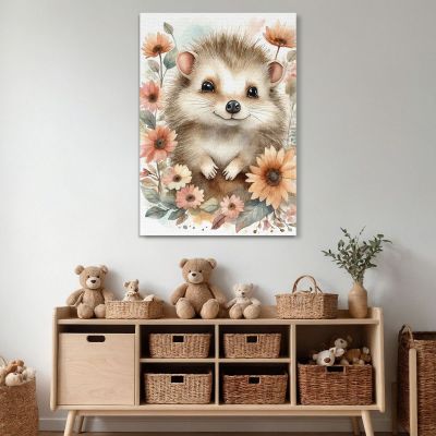 Painting For Children Bedroom Decor Hedgehog With Spring Flowers bana27 canvas print 