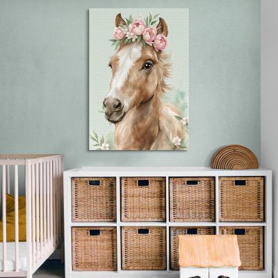 Painting For A Girl'S Bedroom Portrait Of A Horse With A Floral Garland bana36 canvas print 