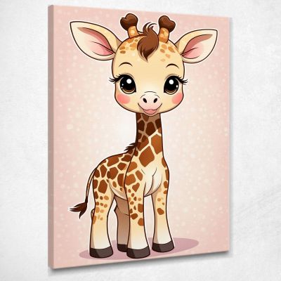 Painting For Nursery Bedroom Decoration Little Happy Giraffe banb1 canvas print 