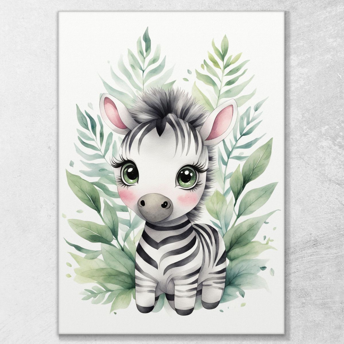 Painting For Children Nursery Decoration Zebra Cub With Floral Decoration banb16 canvas print 