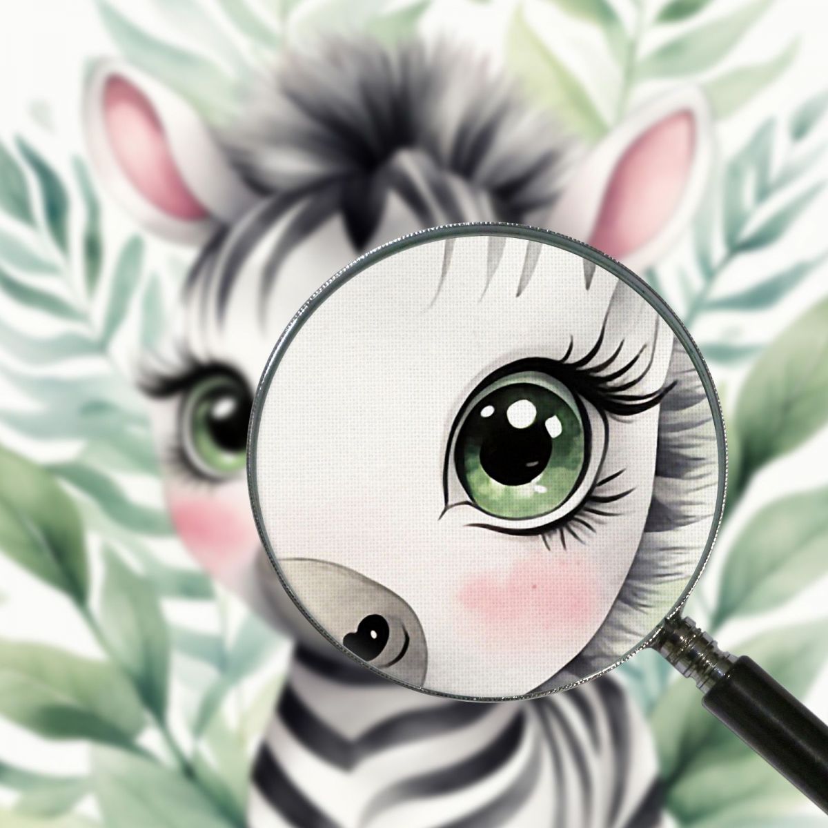 Painting For Children Nursery Decoration Zebra Cub With Floral Decoration banb16 canvas print