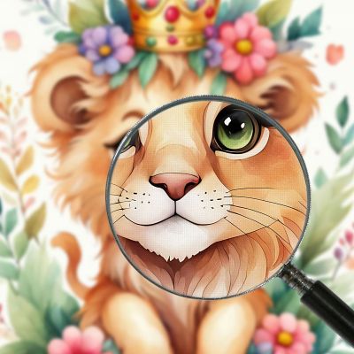 Painting For Nursery Girl Decoration Lion Cub With Colored Crown banb26 canvas print