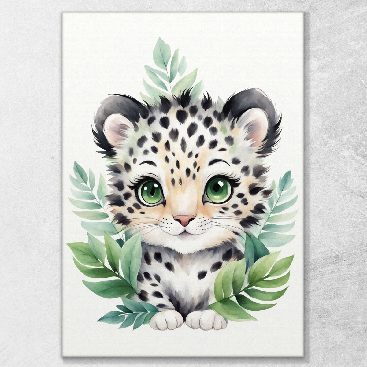 Painting For Children'S Bedroom Baby Leopard In Green Forest banb34 canvas print 