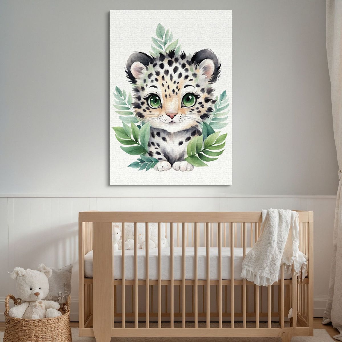 Painting For Children'S Bedroom Baby Leopard In Green Forest banb34 canvas print 