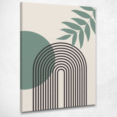 Boho Chic Minimal Green Minimalism Framework With Leaves And Circles bho17 canvas print 