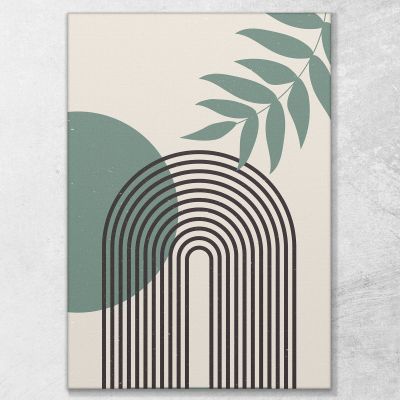 Boho Chic Minimal Green Minimalism Framework With Leaves And Circles bho17 canvas print 