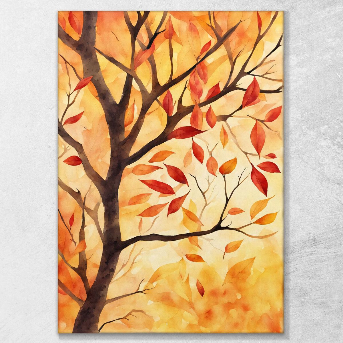 Modern Botanical Painting Autumn Tree With Red And Orange Leaves btn1 canvas print 