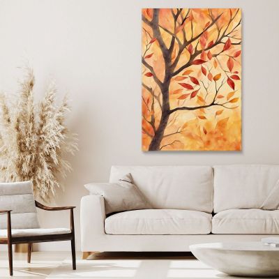 Modern Botanical Painting Autumn Tree With Red And Orange Leaves btn1 canvas print 