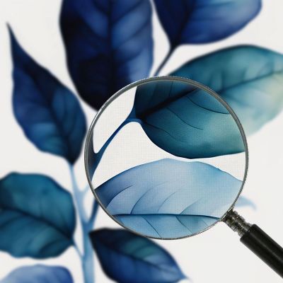 Modern Botanical Painting Blue Leaves Aquatic Shades btn19 canvas print