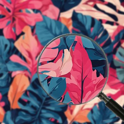 Modern Botanical Painting Vivid Abstract Tropical Leaves , btn25 canvas print