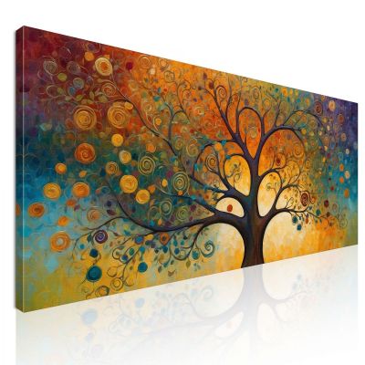 Tree Of Life Botanical Painting With Abstract Patterns And Bright Colors bow2 canvas print 