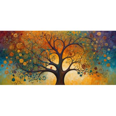 Tree Of Life Botanical Painting With Abstract Patterns And Bright Colors bow2 canvas print 