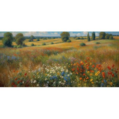 Botanical Painting Flowering Countryside In Impressionist Style bow8 canvas print 