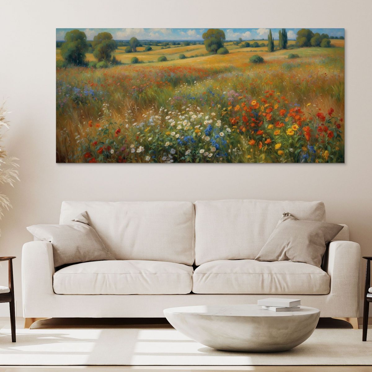 Botanical Painting Flowering Countryside In Impressionist Style bow8 canvas print 