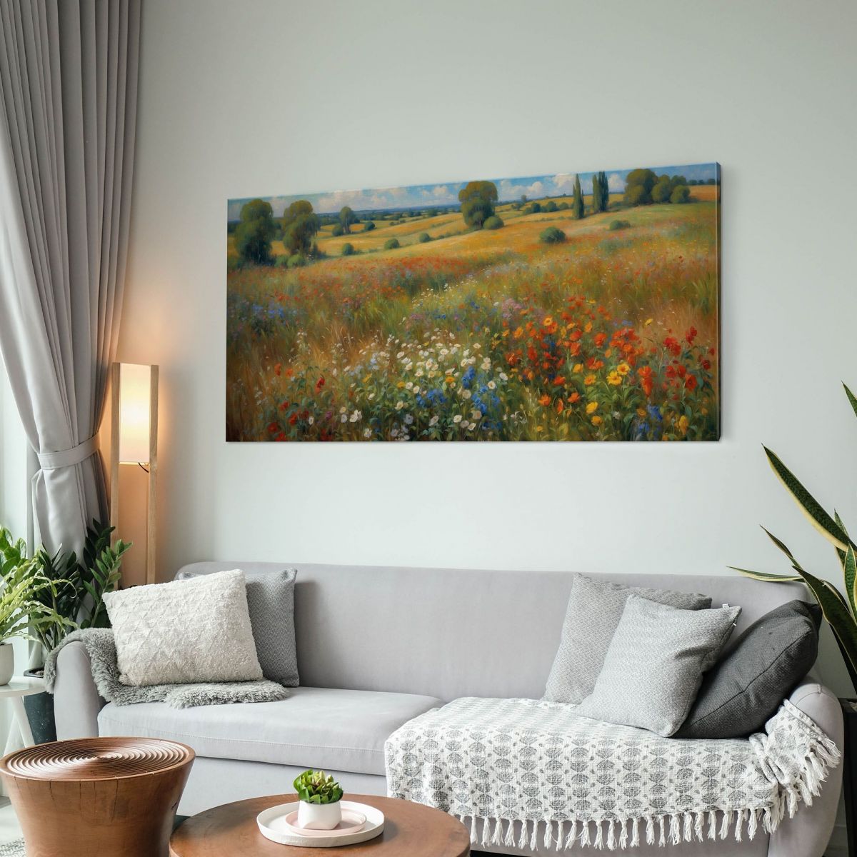 Botanical Painting Flowering Countryside In Impressionist Style bow8 canvas print 