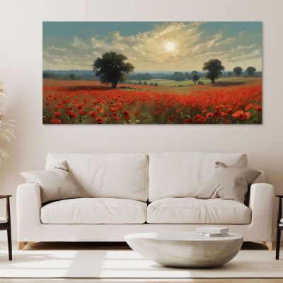 Botanical Painting Field Of Poppies At Sunset bow9 canvas print 