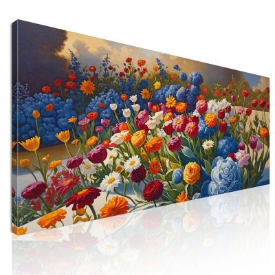 Botanical Painting Explosion Of Colors In The Flower Garden bow15 canvas print 