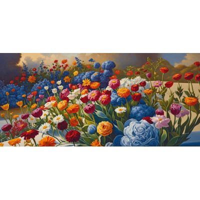 Botanical Painting Explosion Of Colors In The Flower Garden bow15 canvas print 