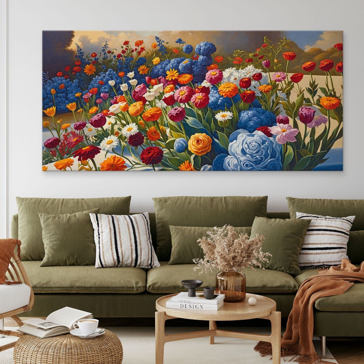 Botanical Painting Explosion Of Colors In The Flower Garden bow15 canvas print 