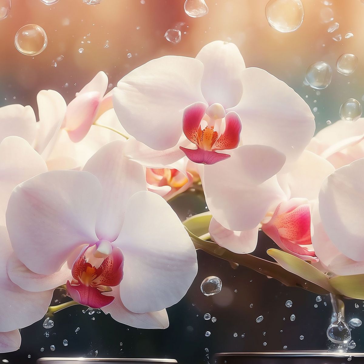 Botanical Painting White And Pink Orchids With Water Drops bow24 canvas print