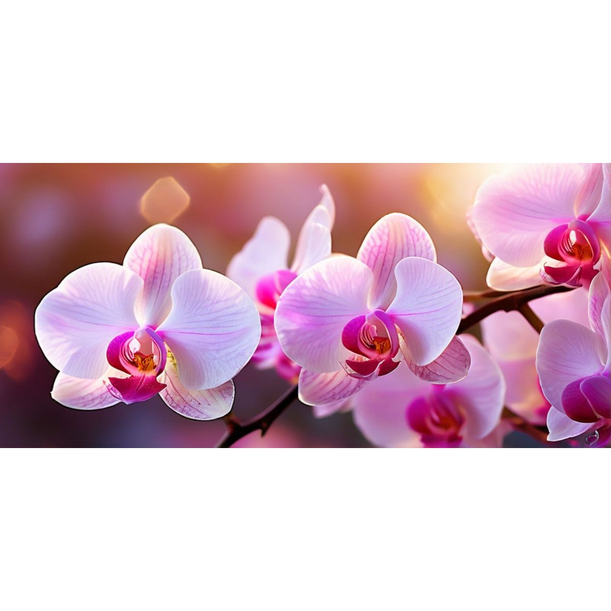 Botanical Painting Of Pink Orchids Illuminated At Sunset bow26 canvas print 