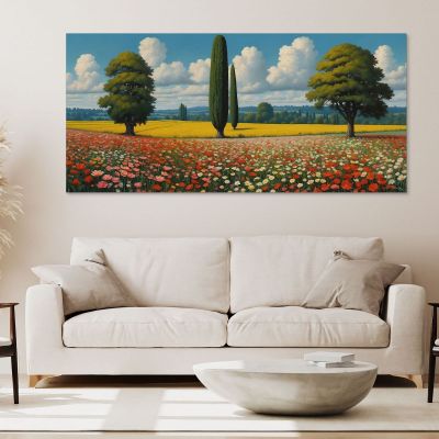 Botanical Painting Flower Field Landscape bow28 canvas print 