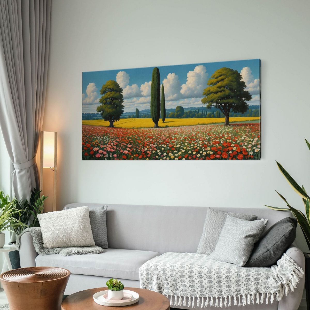 Botanical Painting Flower Field Landscape bow28 canvas print 