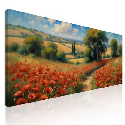 Botanical Framework Path Among The Red Poppies bow37 canvas print 