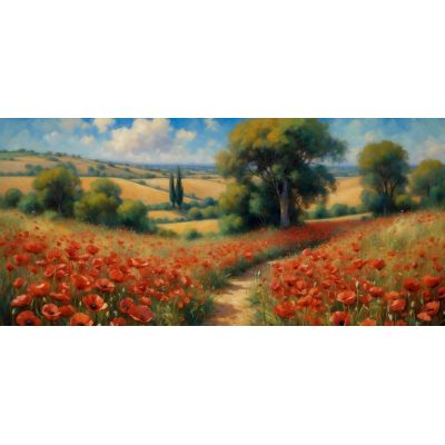 Botanical Framework Path Among The Red Poppies bow37 canvas print 