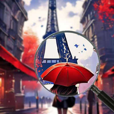 Modern Painting Abstract City Woman With Red Umbrella Walking In Paris With A View Of The Eiffel Tower ct37 canvas print