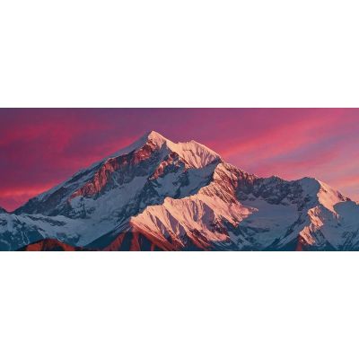 Mountains Painting Vibrant Pink Sunrise Over The Majestic Snow-Capped Mountains mow39 canvas print 