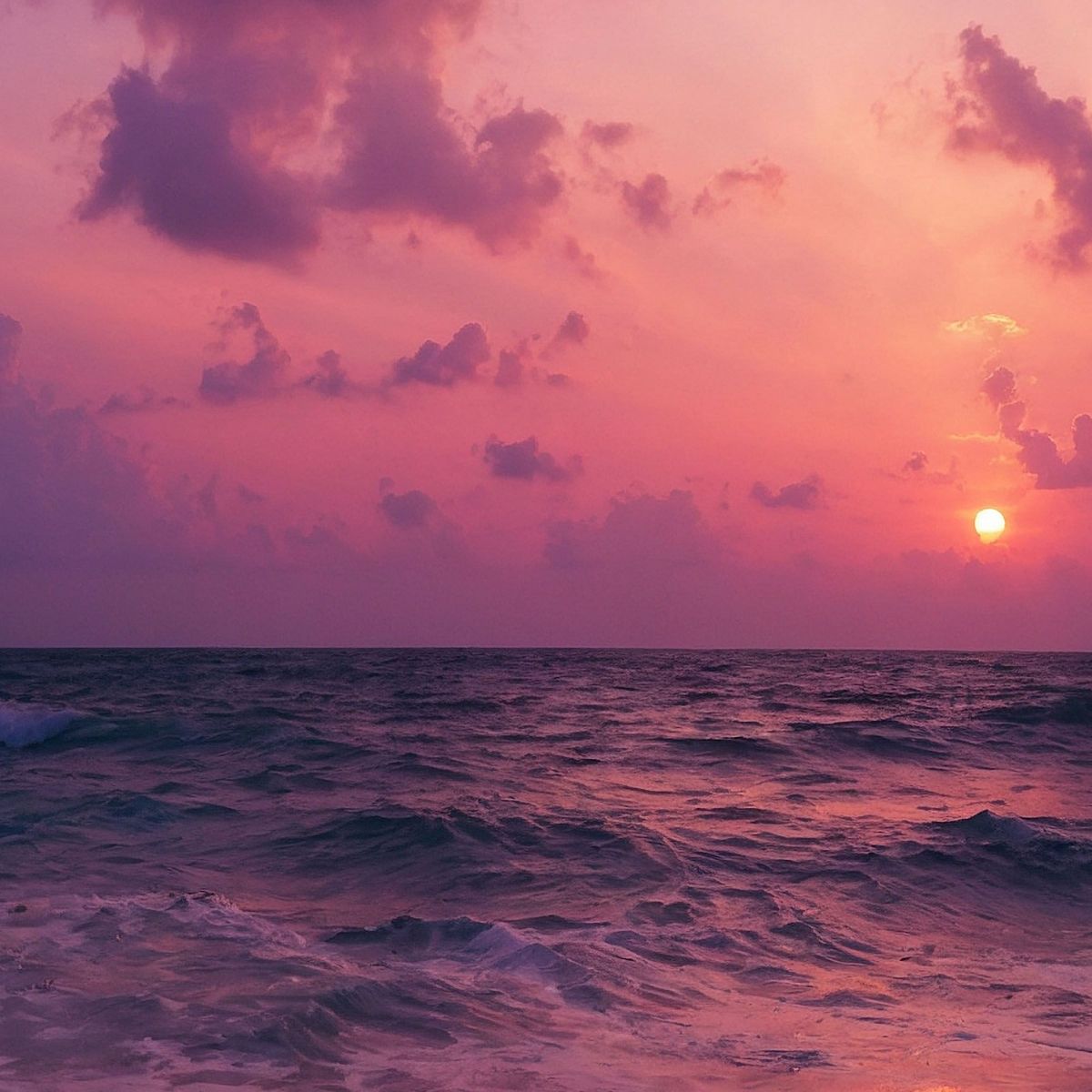 Painting Sea Landscape Purple Sunset On The Sea seal3 canvas print