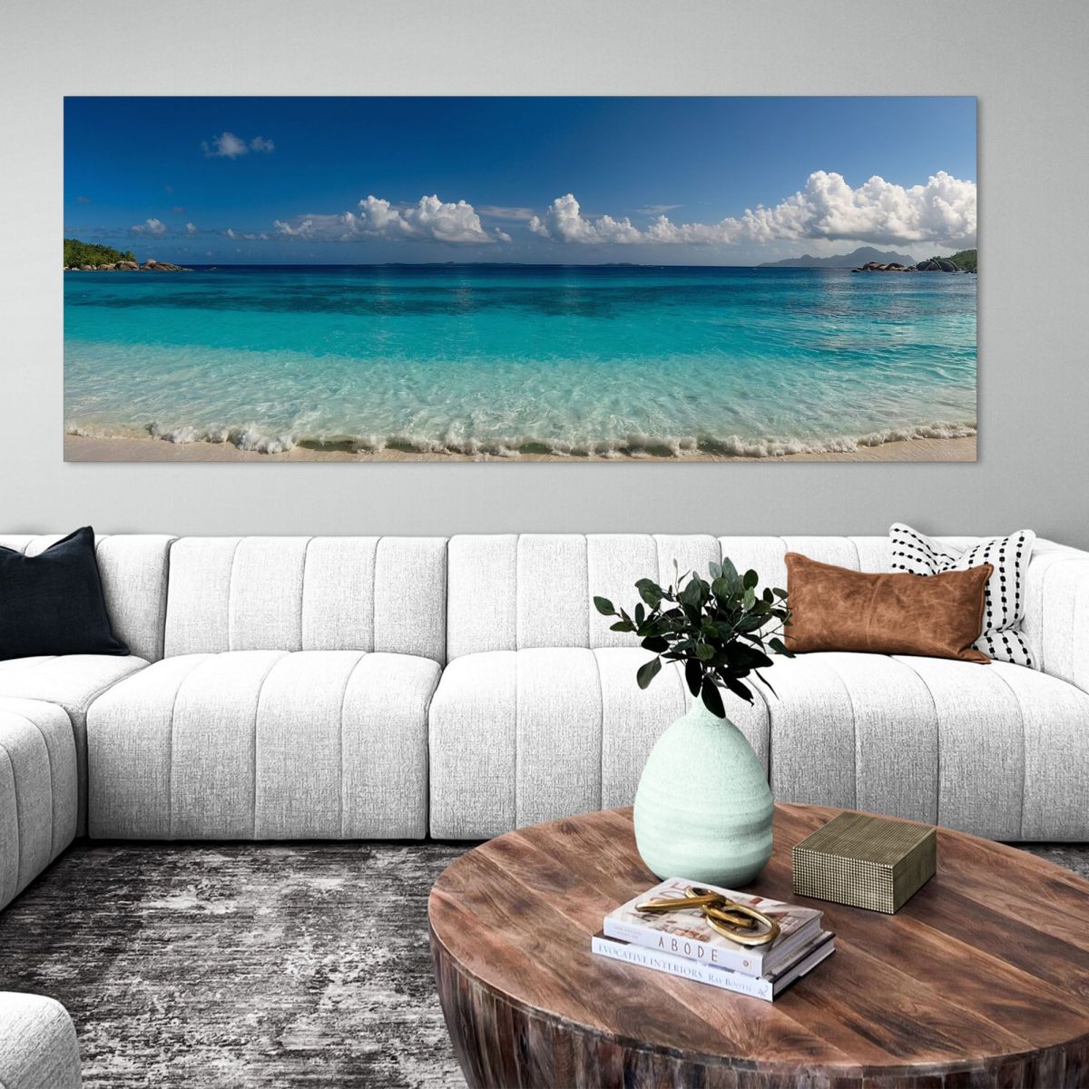 Tropical Beach Sea Landscape Painting With Turquoise Waters seal5 canvas print 