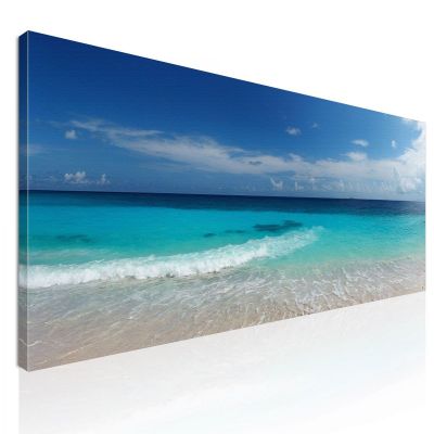 Sea Landscape Painting View Of The Crystalline Sea And Beach seal6 canvas print 