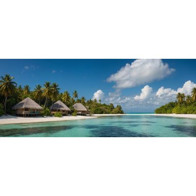 Sea Landscape Painting Tropical Bungalow With Turquoise Sea seal9 canvas print 