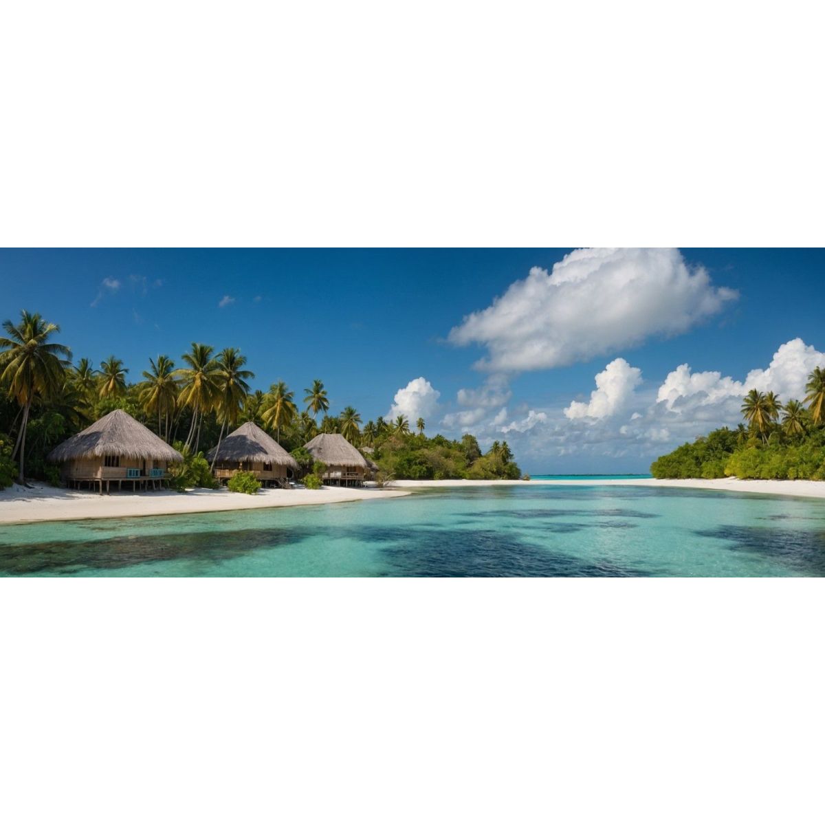 Sea Landscape Painting Tropical Bungalow With Turquoise Sea seal9 canvas print 