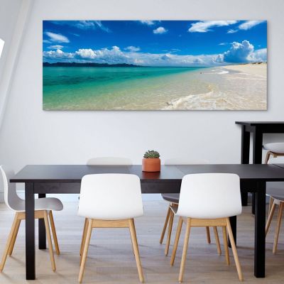 Sea Landscape Painting Deserted Beach With Turquoise Sea And Blue Sky seal11 canvas print 