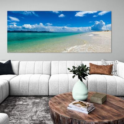 Sea Landscape Painting Deserted Beach With Turquoise Sea And Blue Sky seal11 canvas print 