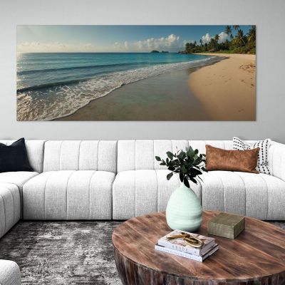 Tropical Beach Sea Landscape Painting With Calm Waves And Clear Sky seal19 canvas print 