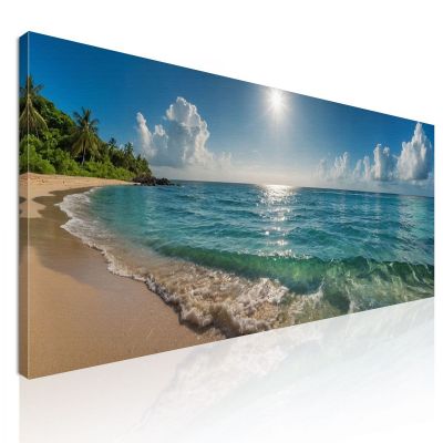Landscape Painting Sea Tropical Beach With Turquoise Water And Sunny Sky seal20 canvas print 