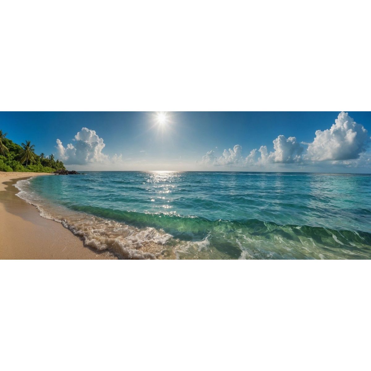 Landscape Painting Sea Tropical Beach With Turquoise Water And Sunny Sky seal20 canvas print 