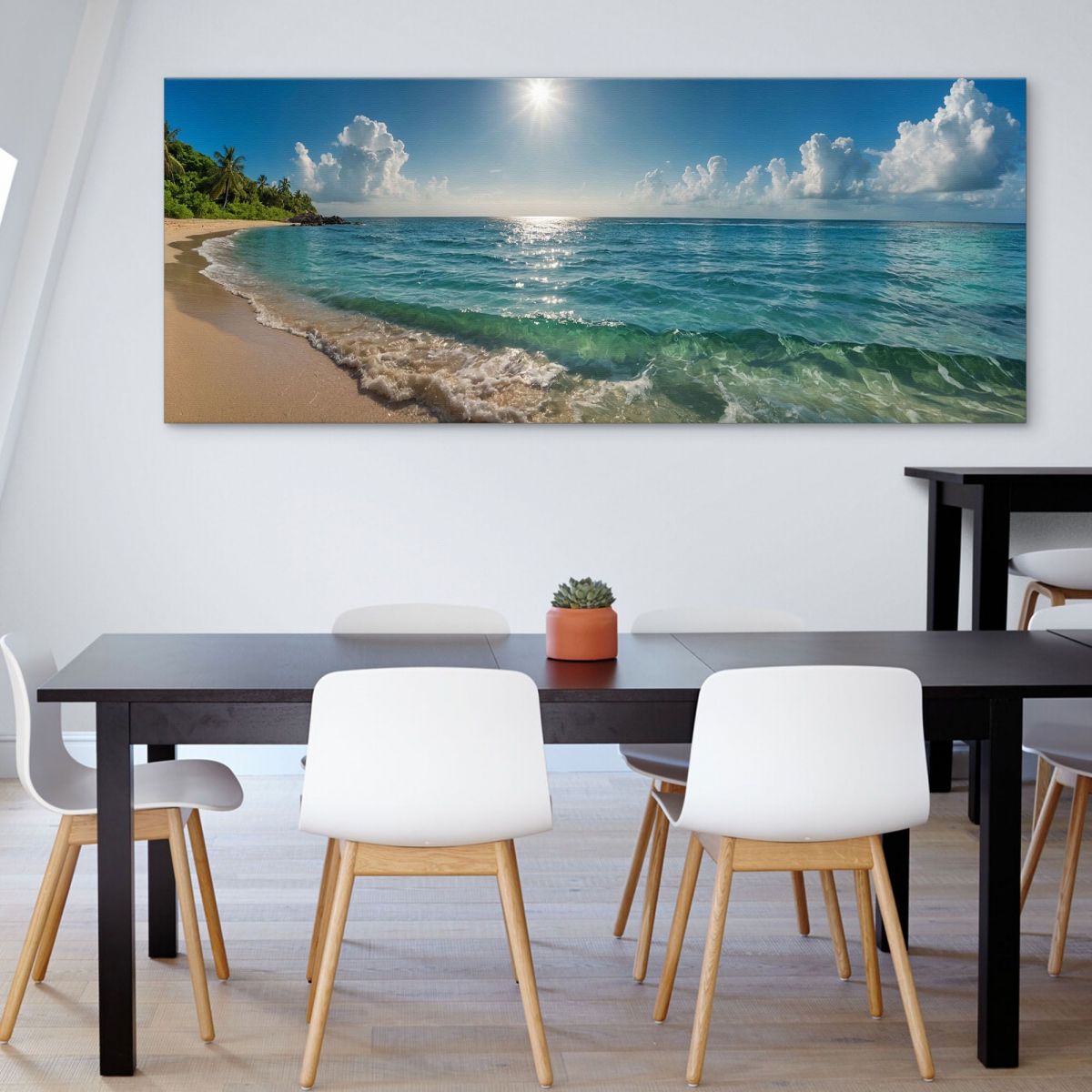 Landscape Painting Sea Tropical Beach With Turquoise Water And Sunny Sky seal20 canvas print 