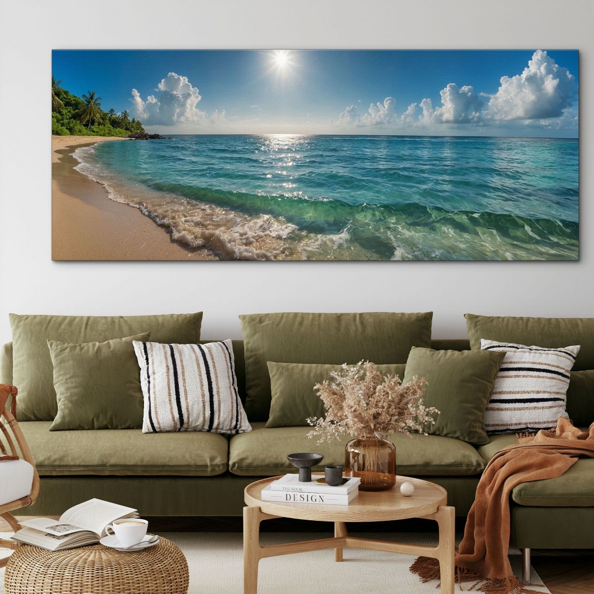 Landscape Painting Sea Tropical Beach With Turquoise Water And Sunny Sky seal20 canvas print 