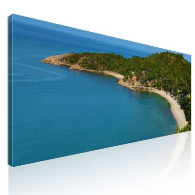 Sea Landscape Painting Thongson Bay Beach With Villas And Transparent Sea seal25 canvas print 
