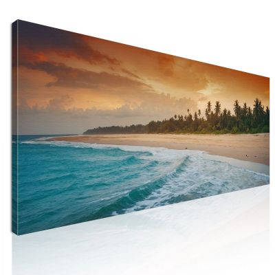 Painting Landscape Sea Colorful Sky And Palm Trees On Tropical Beach At Sunset seal28 canvas print 