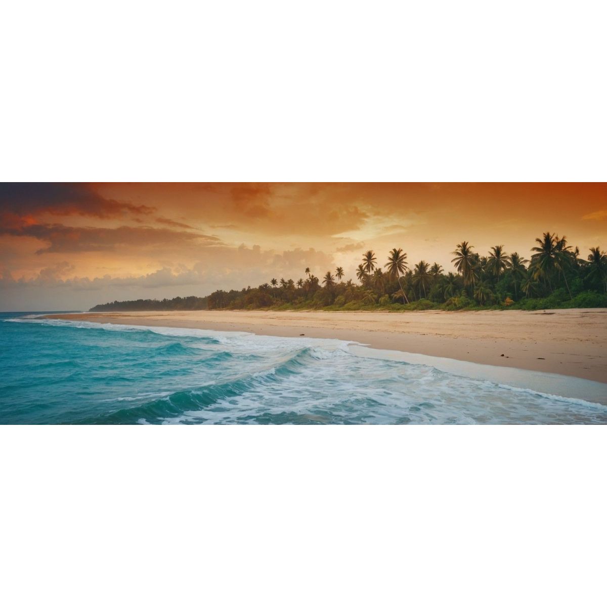 Painting Landscape Sea Colorful Sky And Palm Trees On Tropical Beach At Sunset seal28 canvas print 
